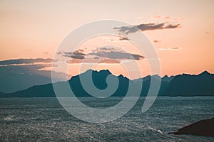 Sunrise and Sunset at Henningsvaer, fishing village located on several small islands in the Lofoten archipelago, Norway