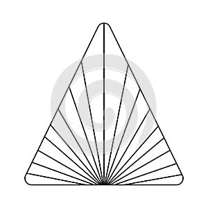 Sunrise and sunset outline logo. Triangular shape. Boho emblem. Bohemian sign. Isolated vector stock illustration