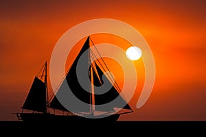 Sunrise Sunset Sailboat Ocean Background