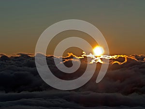 Sunrise or sunset view at high altitude