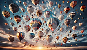 Sunrise Symphony of Hot Air Balloons in Vast Sky