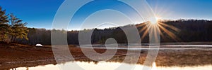 Sunrise on a tent along the shore of Lake Blue Ridge. Located at Morganton Point Campground in the Chattahoochee-Oconee  National