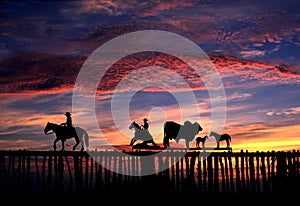 Sunrise and Texas ranch gate photo