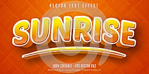 Sunrise text, cartoon style editable text effect