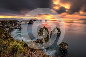 Sunrise at Thousand Island beach Nusapenida Klungkung Bali indonesia. photo