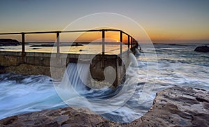 Sunrise at Tidal pool in North curl curl. Sydney, Australia