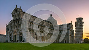 Sunrise Time Lapse of Pisa Leaning Tower , Italy