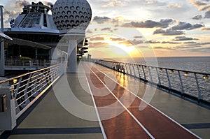 Sunrise on the top deck of a cruise ship