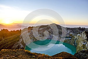 Sunrise on top of the Kelimutu, Flores, Indonesia