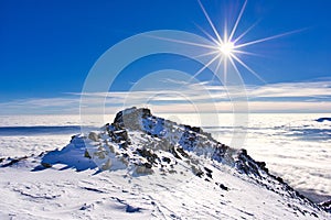 Sunrise from top of the Slavkovsky stit peak in High Tatras