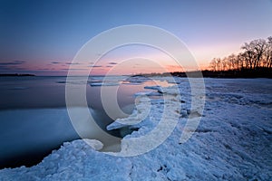 Sunrise in Toronto's Cherry Beach during winter