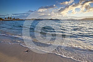 Sunrise at a tropical beach in the Caribbean