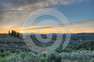 Sunrise in the Tuscan countryside