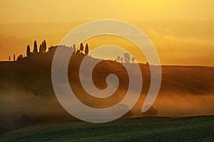 Sunrise Tuscany landscape