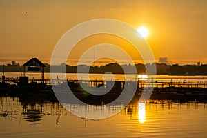 sunrise twilight at Kwan Payao, Payao Province in Thailand