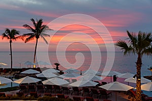 Sunrise at vacation resort in Cabo San Lucas, Mexico.