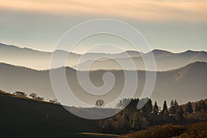 Sunrise in the Valley of the Blue Ridge Mountains