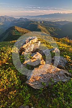 Sunrise from Velky Bok mountain during summer