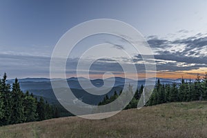 Sunrise on Velky Javonik hill in Slovakia