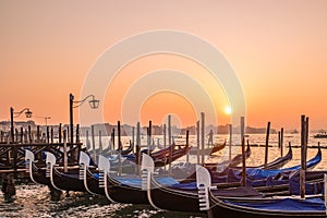 Sunrise in Venice. View of the Venetian lagoon from San Marco square