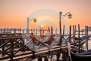 Sunrise in Venice. View of the Venetian lagoon from San Marco square