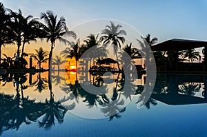 Sunrise via swimming pool