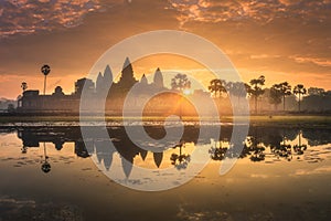 Sunrise view of ancient temple complex Angkor Wat Siem Reap, Cambodia