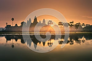 Sunrise view of ancient temple complex Angkor Wat Siem Reap, Cambodia