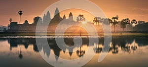 Sunrise view of ancient temple complex Angkor Wat Siem Reap, Cambodia