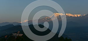 Sunrise view of Annapurna mountain ranges from Sarangkot, Nepal