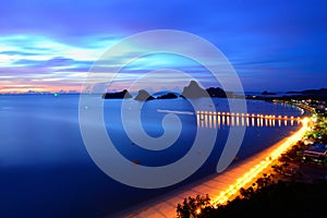 Sunrise view of Ao Manao bay in Prachuap Khiri Khan, Thailand