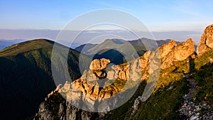 Sunrise view of beautiful mountainous landscape from Velky Rozsutec, Mala Fatra