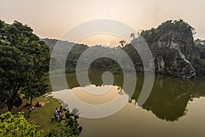 Sunrise view of beautiful and serene little guilin