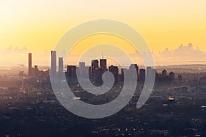 Sunrise View of the Brisbane City from Mount Coot-tha.