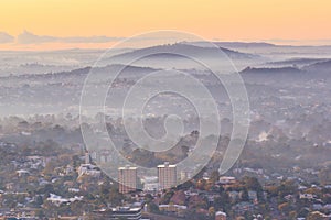 Sunrise View of the Brisbane City from Mount Coot-tha.