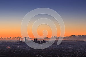 Sunrise View of the Brisbane City from Mount Coot-tha. Queensland,