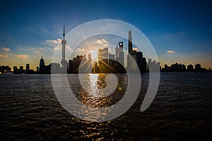 Sunrise view at the bund in Shanghai