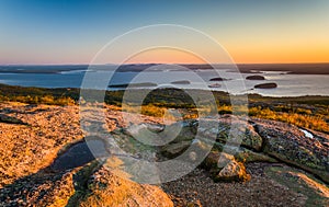 Sunrise view from Caddilac Mountain in Acadia National Park, Mai photo