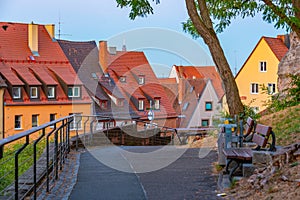 Sunrise view of of colorful facades at Nurnberg, Germany.