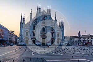 Sunrise view of Duomo cathedral in Milano, Italy