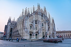 Sunrise view of Duomo cathedral in Milano, Italy