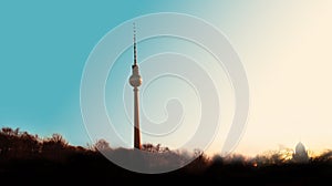 Sunrise view of Fernsehturm in center Berlin