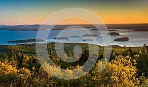 Sunrise view of Frenchman's Bay and the Porcupine Islands from C