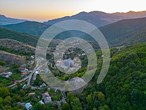 Sunrise view of Gosh village in Armenia