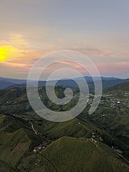 Sunrise view of hill and mountain at Kunadasang during sunset