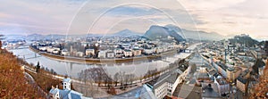 Sunrise view of the historic city Salzburg