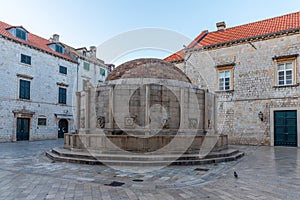 Sunrise view of large Onofrio's fountain in Dubrovnik, Croatia