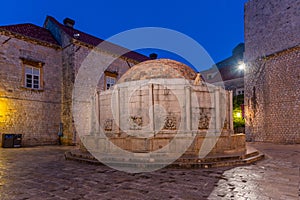 Sunrise view of large Onofrio's fountain in Dubrovnik, Croatia