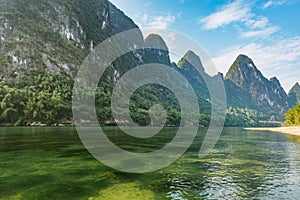 Sunrise view of Li River. Yangshuo. Guangxi Province