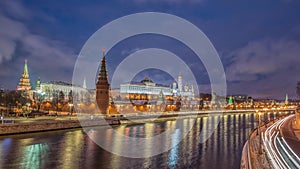 Sunrise view of Moscow Kremlin and Moscow River in Moscow, Russia. Moscow architecture and landmark, Moscow cityscape